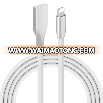 highest quanlity 2.4A Flat Zinc Alloy 8 Pin To USB Data Charger Cable For iPhone X/8/7 6S / 6 Plus 5SE 5S 5C 5 iPod Nano ipadAir