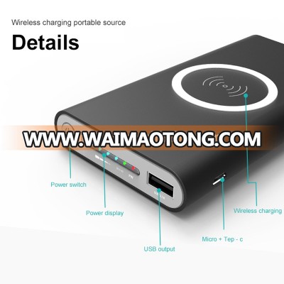 2018 new arrival dual input wireless mobile charger power bank wireless charger 10000mAh for Samsung S8/S8PLUS for Iphone 8/X