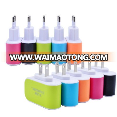 Hot Style USB Wall 3 Port Fast Charger Power Adapter AC EU Plug Home Travel Phone Charger Indicating For iPhone X XS max Samsung