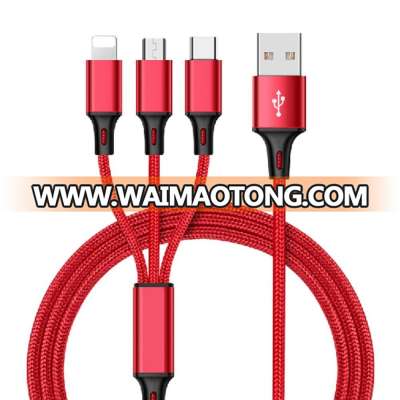 3in1 Universal USB Charging Cable universal multi-purpose 3 in1 usb braided nylon usb cable